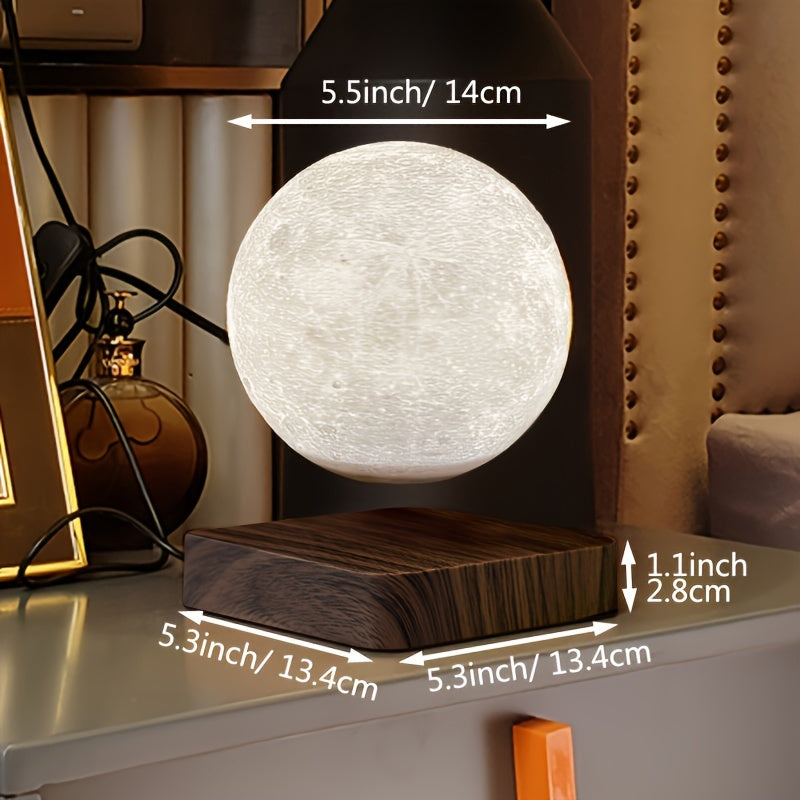 Magnetic Floating Moon Lamp - 3 Color Modes, Levitating Night Light