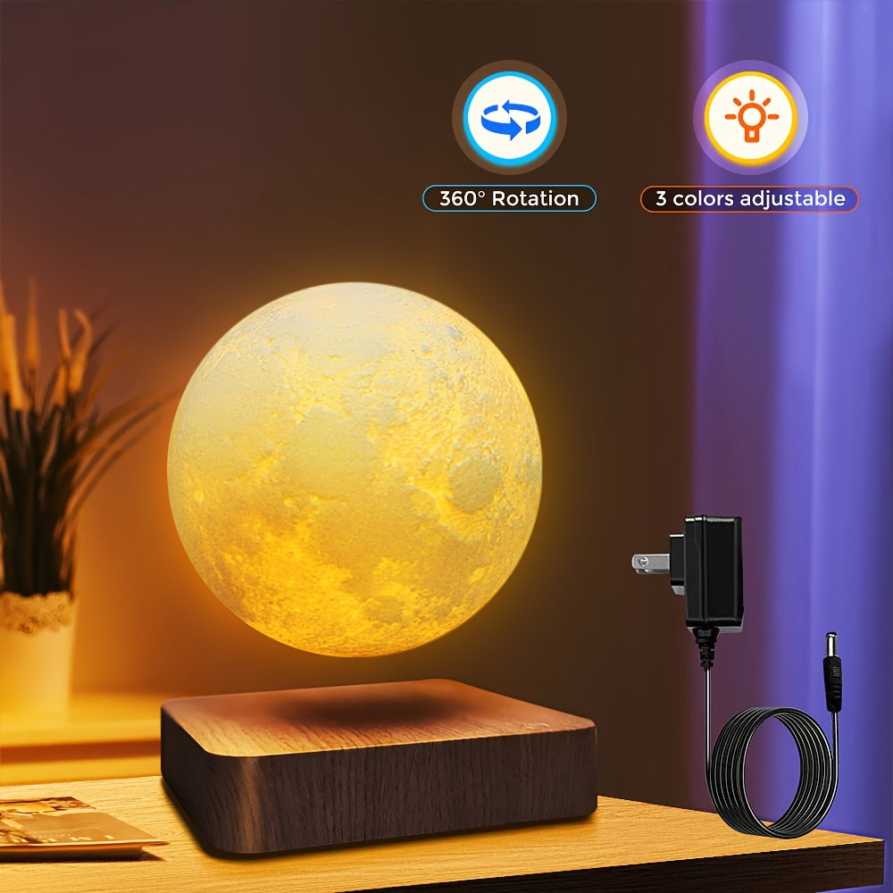 Magnetic Floating Moon Lamp - 3 Color Modes, Levitating Night Light