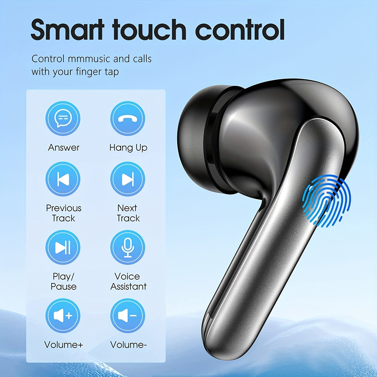 Wireless 5.3 Earphones – Stereo In-Ear with Type-C Fast Charging