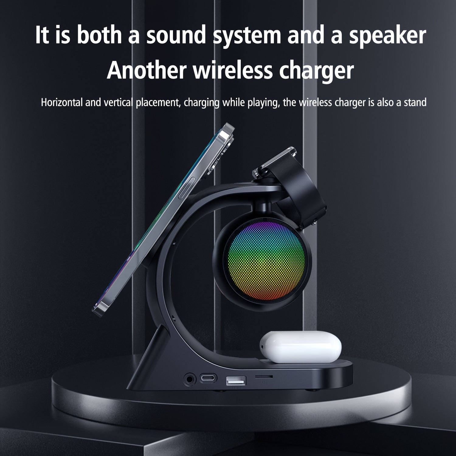 5-in-1 Wireless Speaker with RGB Rhythm Light & Fast Charging Station