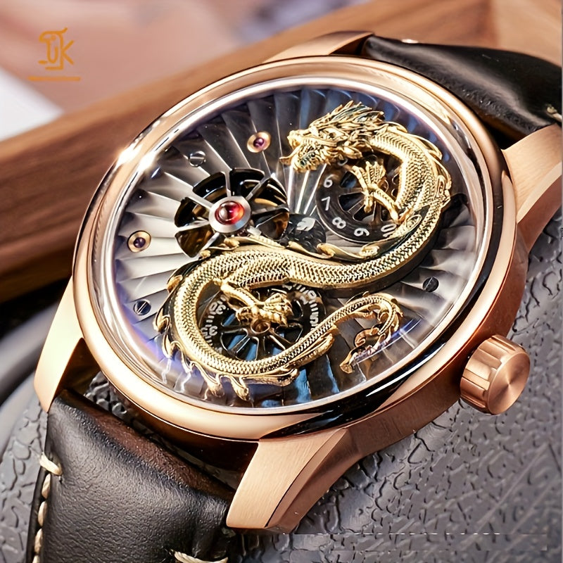 Chinese Dragon Automatic Mechanical Watch, Waterproof, Night Light