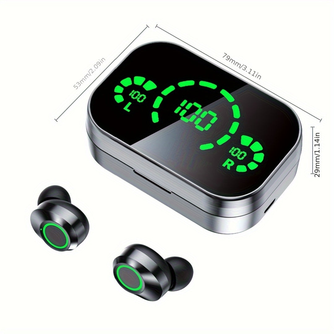 2024 Mini TWS Wireless Earbuds – Black, Digital Display, Type-C