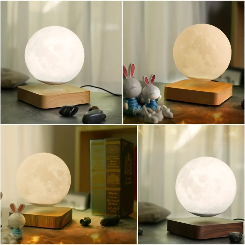 Magnetic Floating Moon Lamp - 3 Color Modes, Levitating Night Light