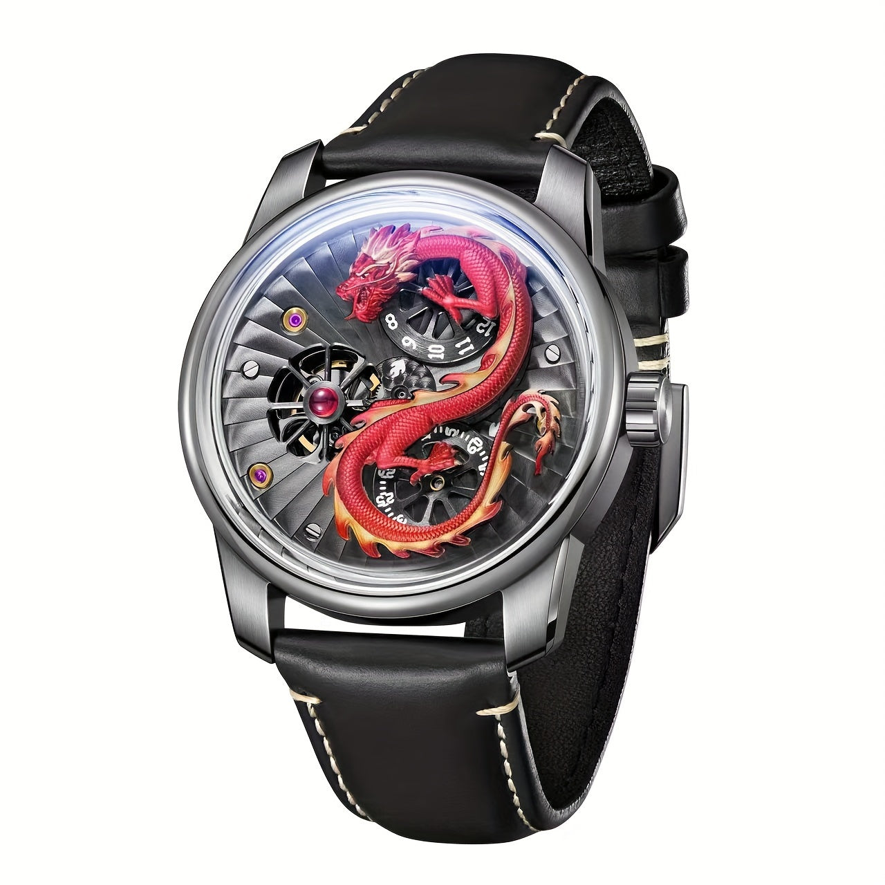 Chinese Dragon Automatic Mechanical Watch, Waterproof, Night Light