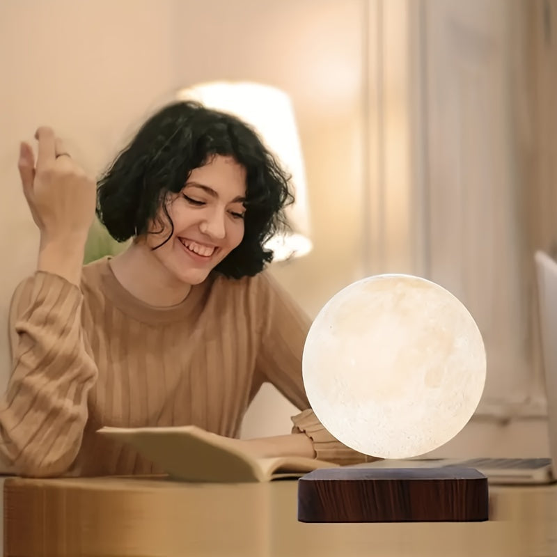 Magnetic Floating Moon Lamp - 3 Color Modes, Levitating Night Light