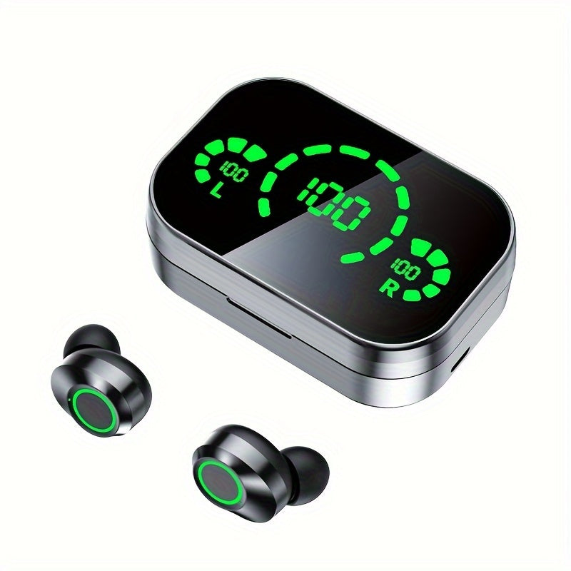 2024 Mini TWS Wireless Earbuds – Black, Digital Display, Type-C