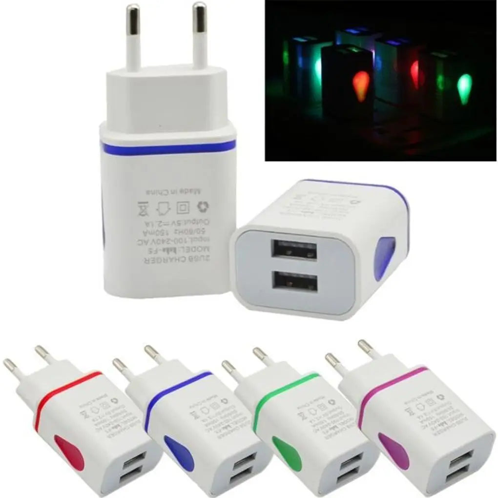 Dual-port USB wall charger for phones.