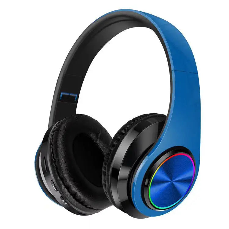 Wireless gaming headset with colorful lights.