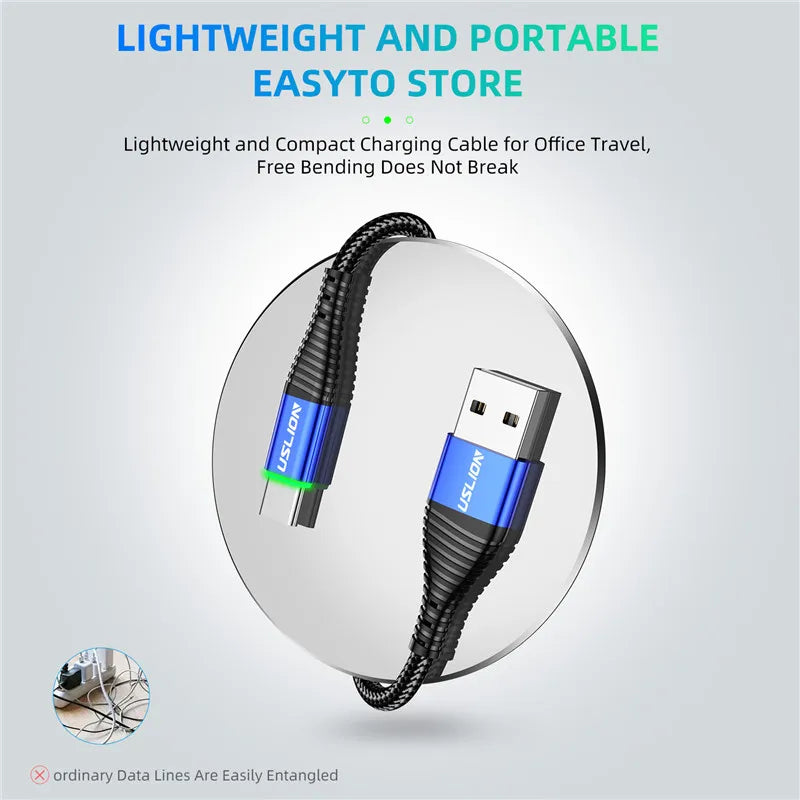 USLION LED USB-C Cable: Fast Charging.