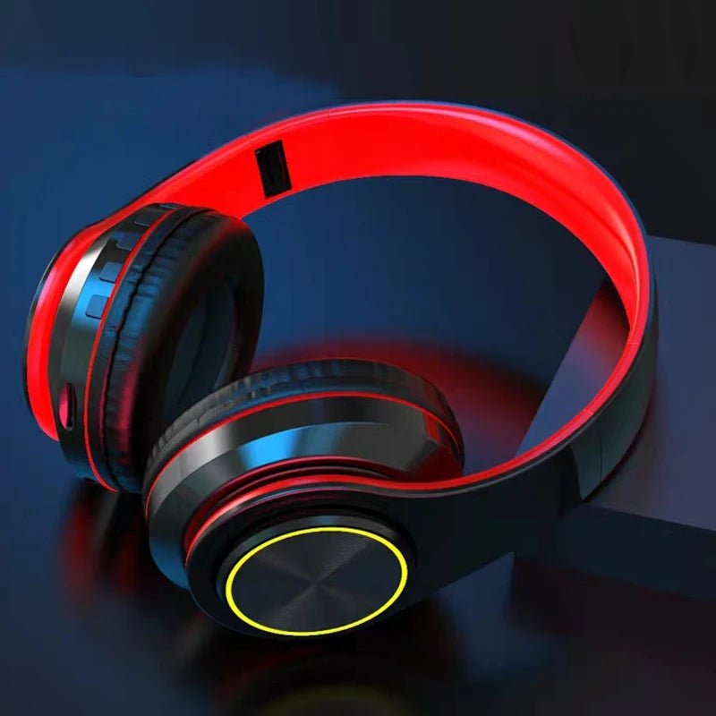 Wireless gaming headset with colorful lights.