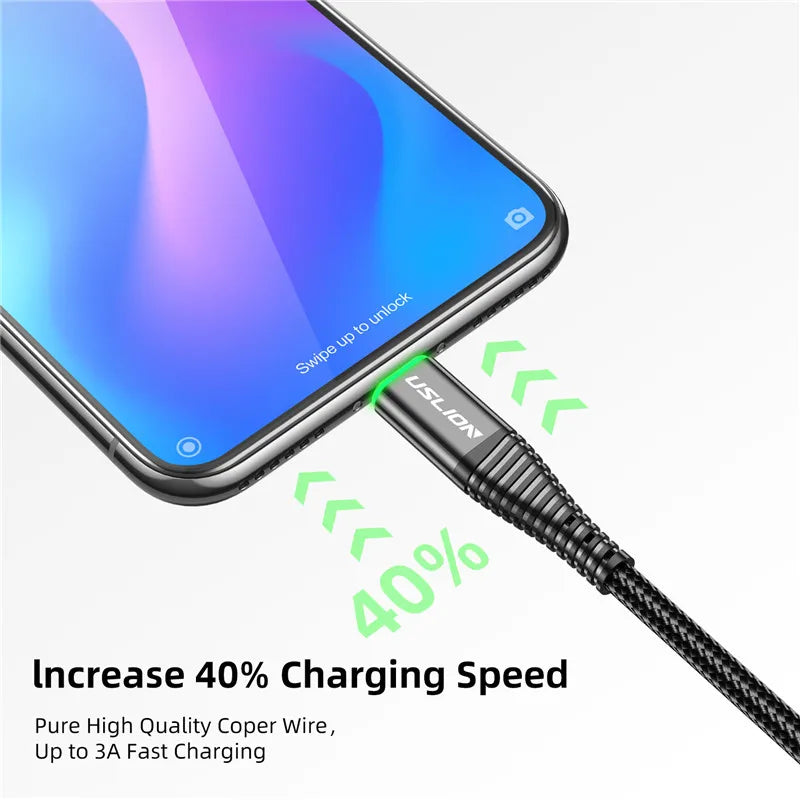 USLION LED USB-C Cable: Fast Charging.