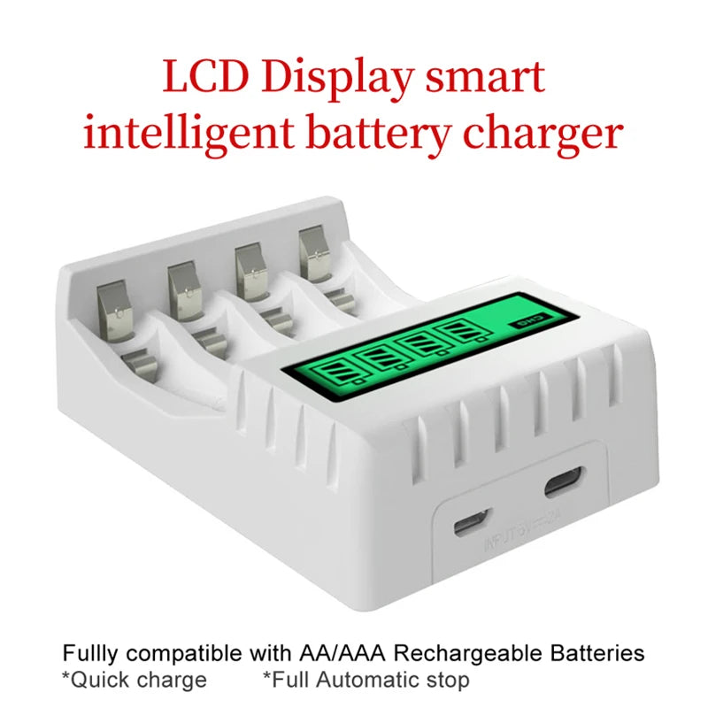 Smart LCD charger for AA/AAA batteries.