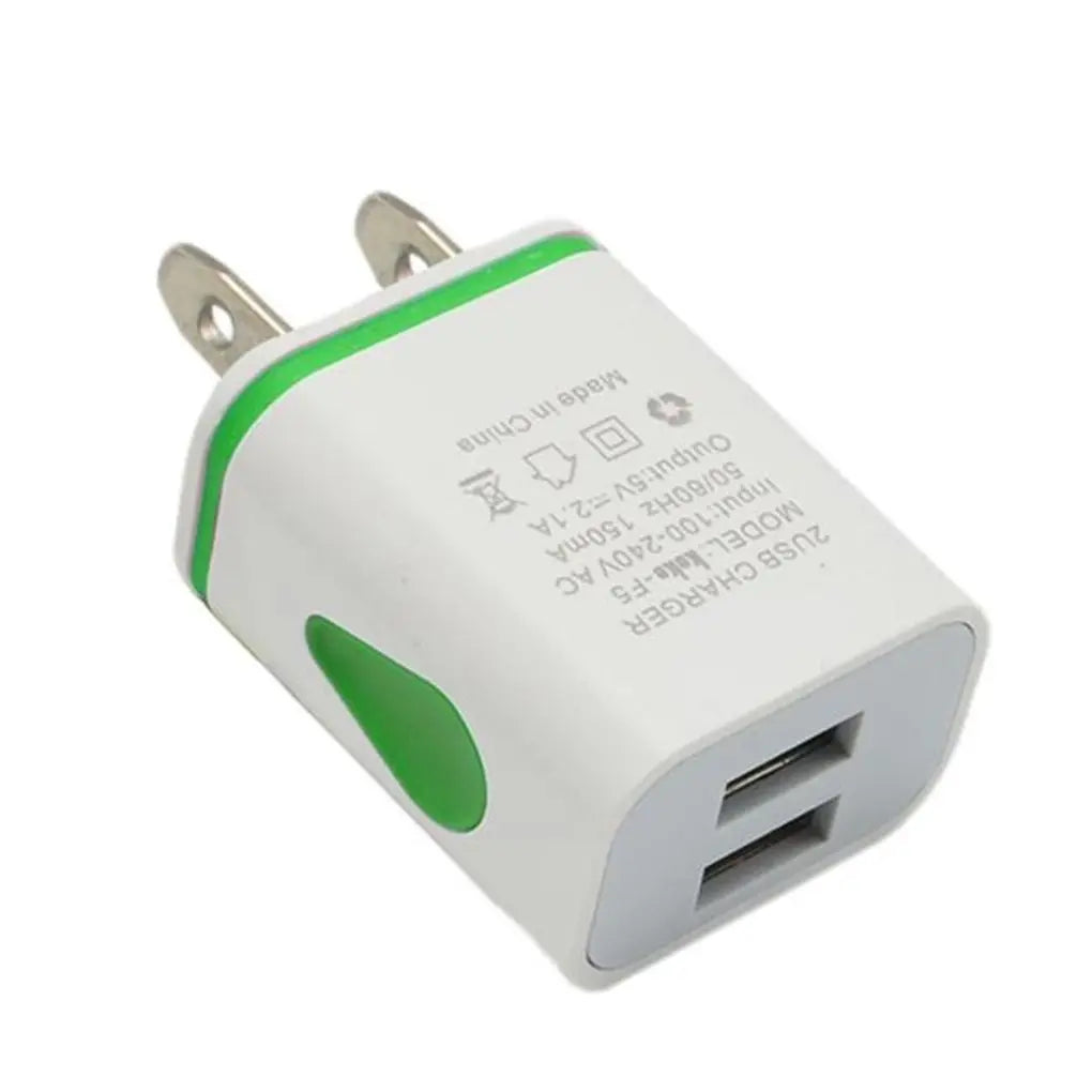 Dual-port USB wall charger for phones.