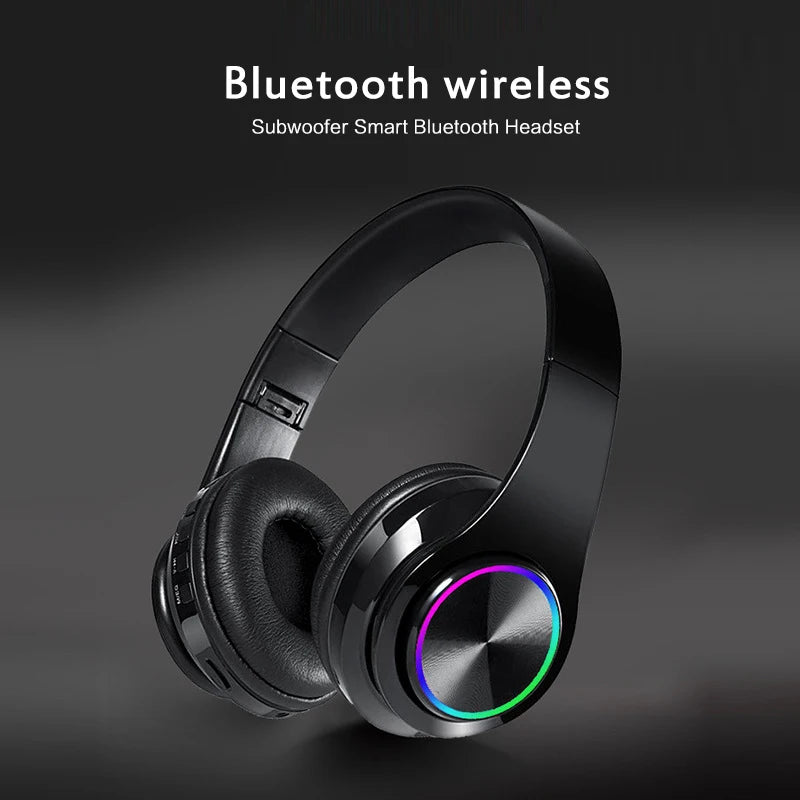 Wireless gaming headset with colorful lights.