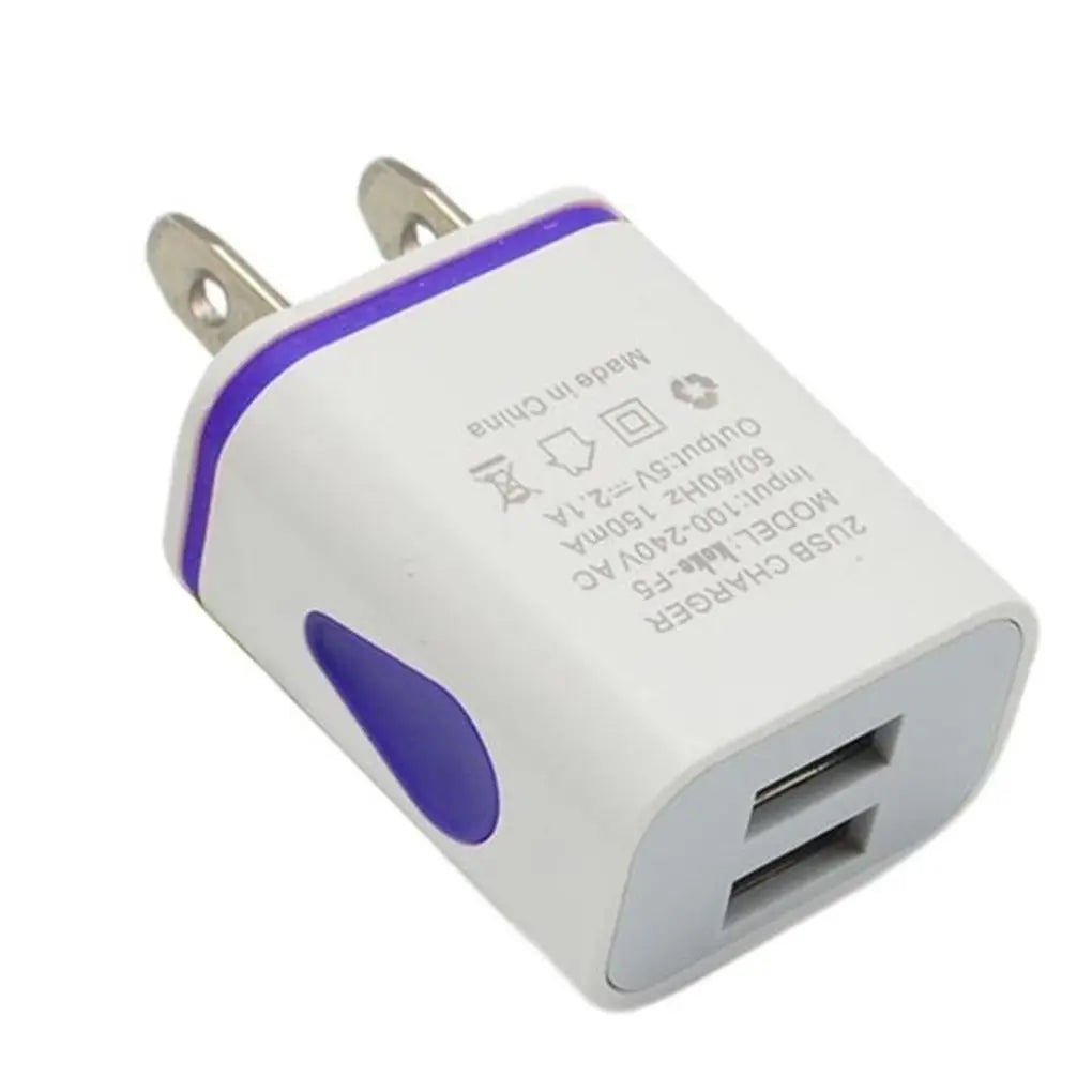 Dual-port USB wall charger for phones.