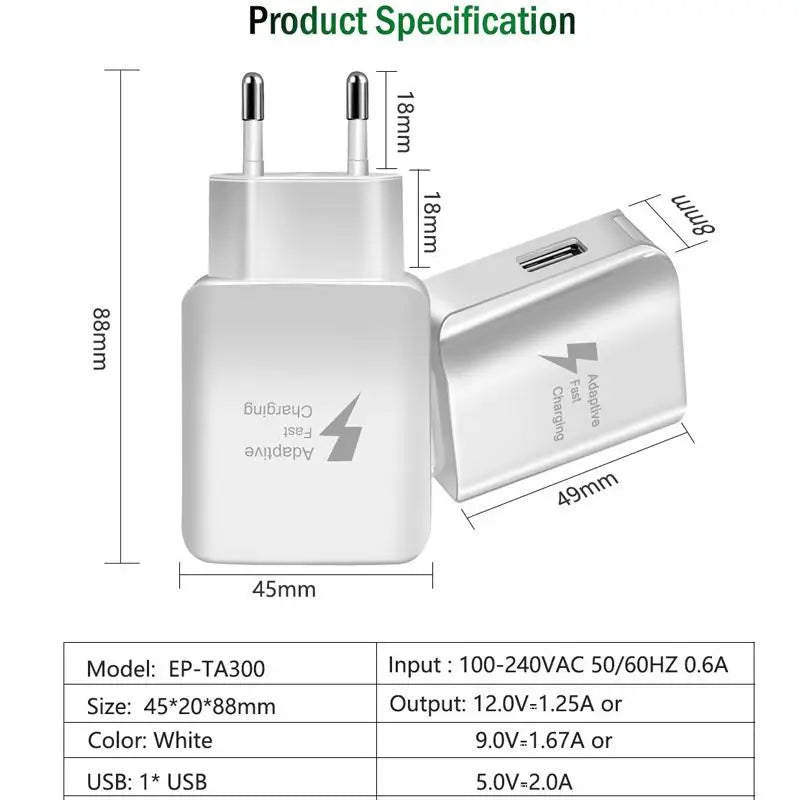 Fast EU USB charger for Samsung.