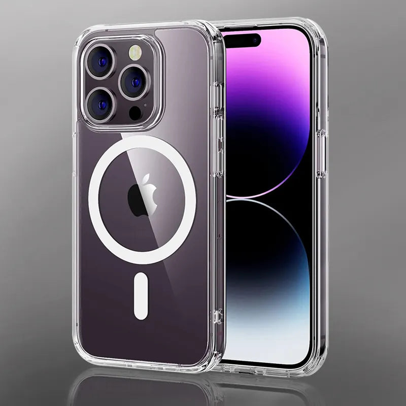 Clear iPhone Case: Magsafe, Magnetic, Wireless. Fits iPhone 11-15 Pro Max, 7-8, XR, XsMax.