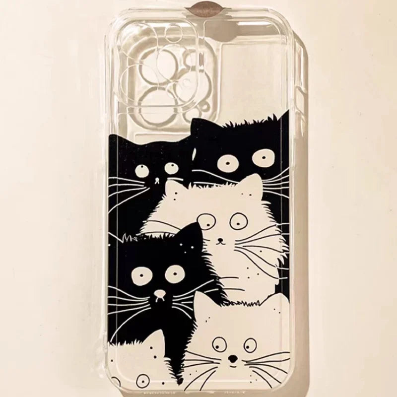 Angry Cat iPhone Case Clear Fundas for 11-15 Pro Max, Mini, SE, XS, XR