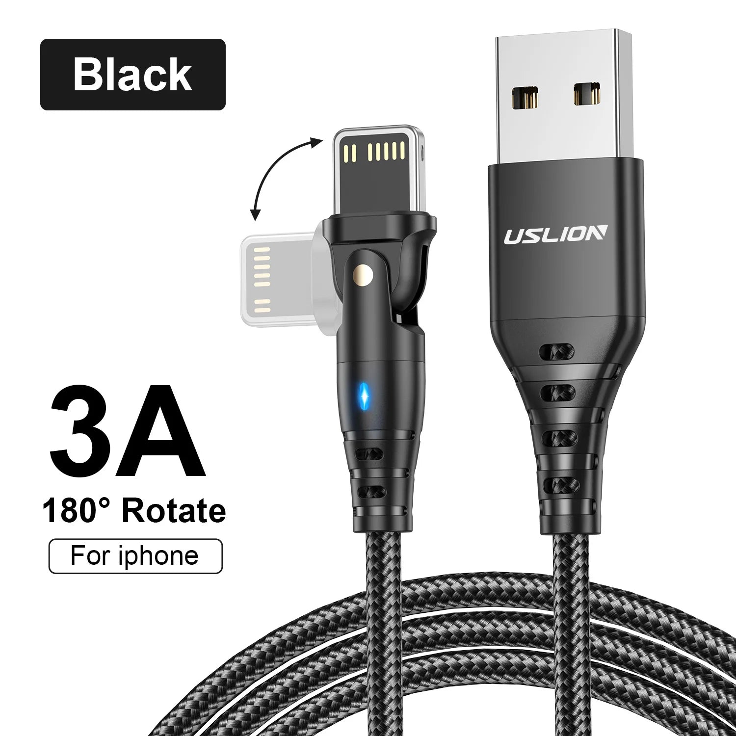 3A fast charging USB cable for iPhone.