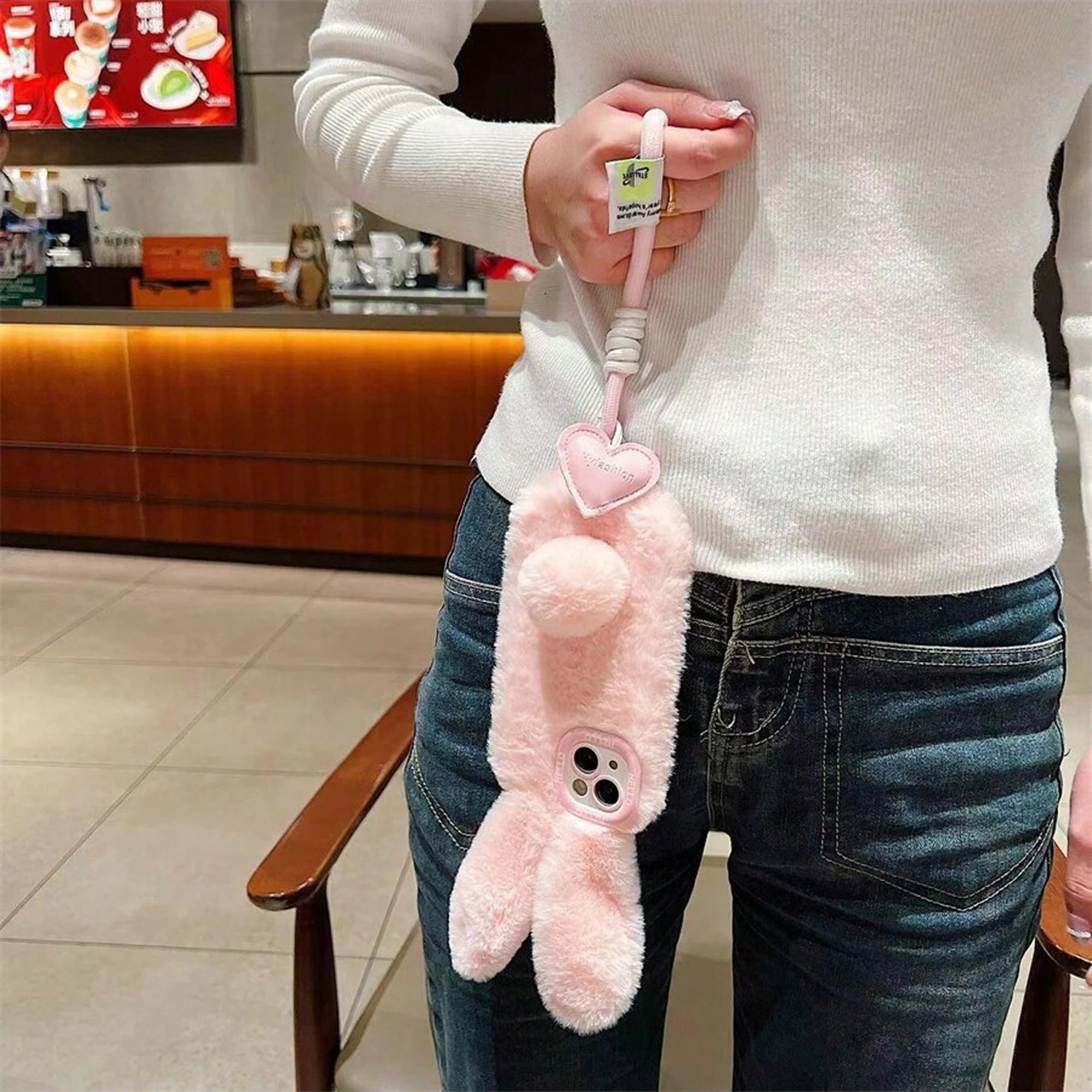 Pink Bunny Plush Phone Case – Cozy & Cute