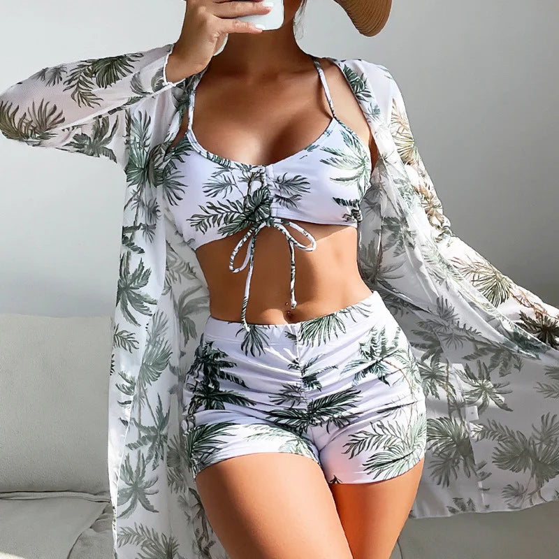 Summer Print Tankini Sets - Women's Three-Piece Swimsuits