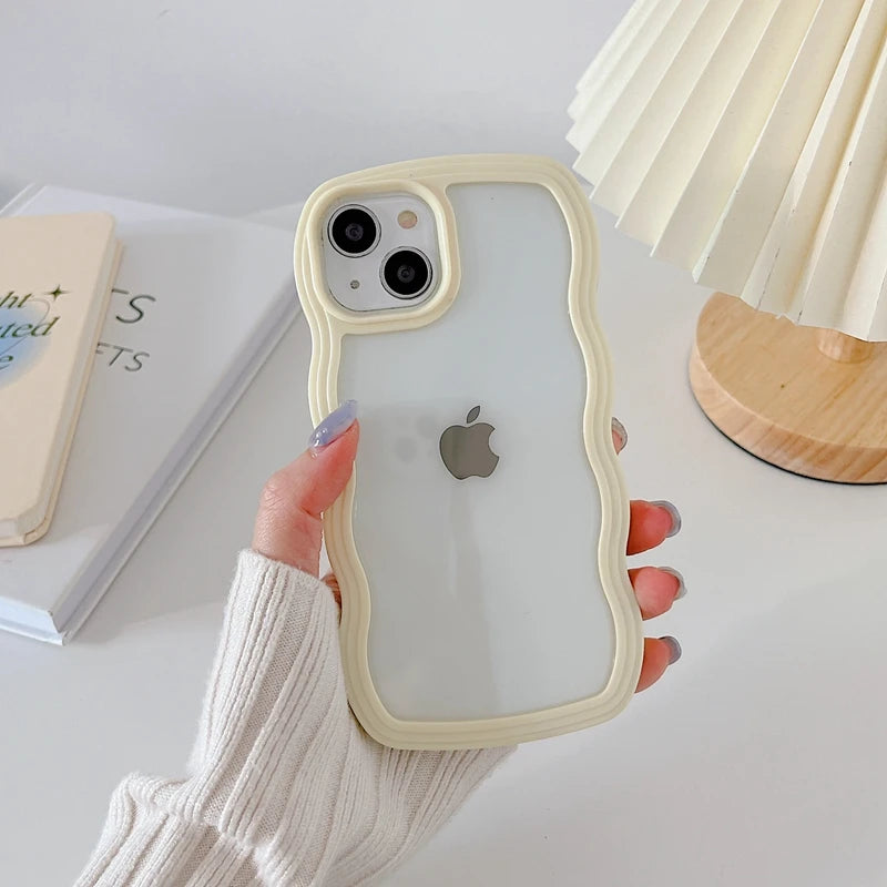 Wavy Lines Transparent Case for iPhone 11-15 Pro Max