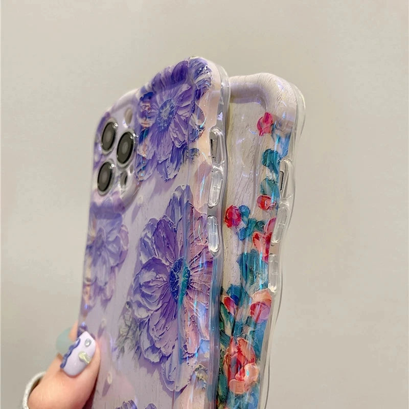 Luxury laser flower pattern phone case.