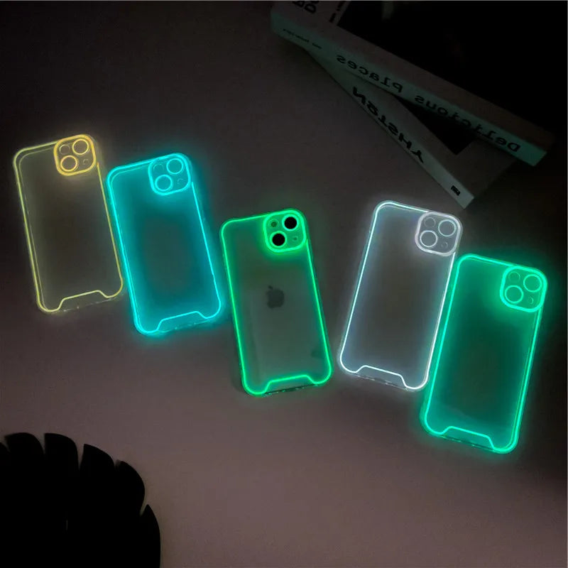 Glowing silicone case for various iPhones.