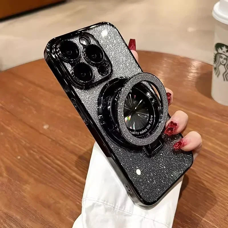 Glitter MagSafe Bracket Case for iPhone 7-16 Pro Max, SE, XS, XR