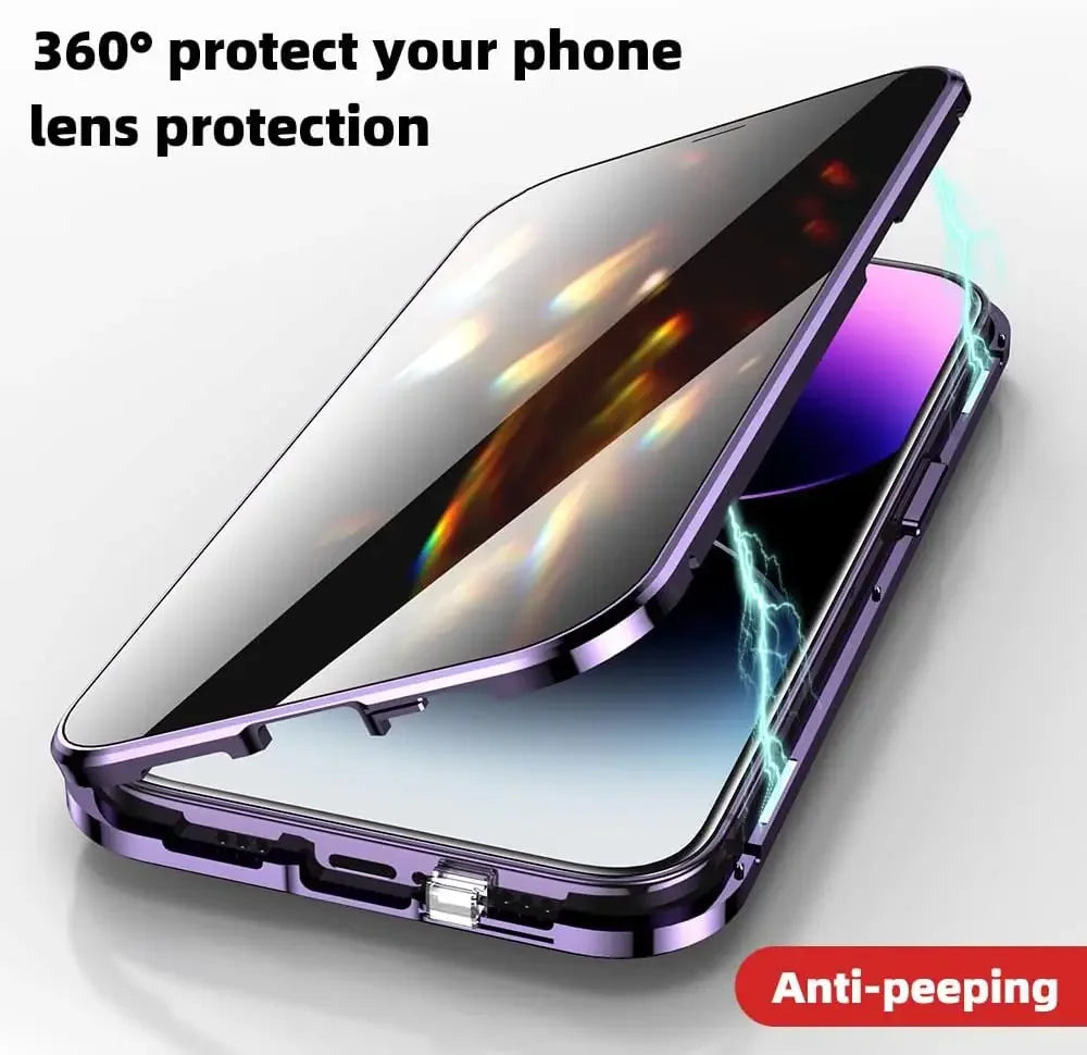 Double Glass Anti-Peep Privacy Case for iPhone 12-15 Pro Max