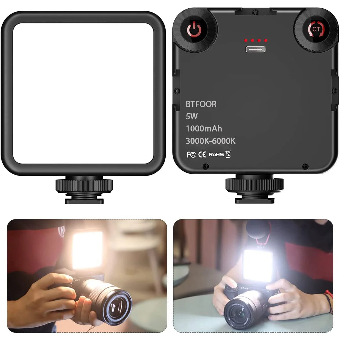 LED Clip Video Light Portable Photography On-Camera 3000K-6000K