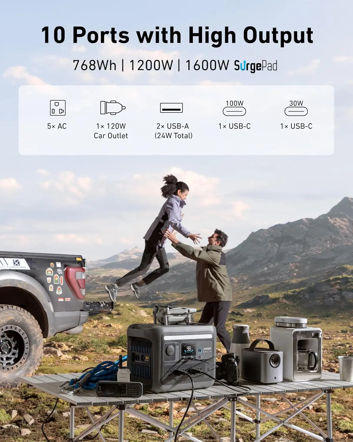 Anker SOLIX C800 Portable Power Station – 1200W Solar Generator