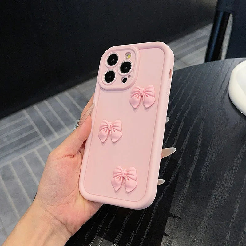 3D Pink Butterfly Silicone Shockproof Phone Case for iPhone 7-16 Pro Max SE