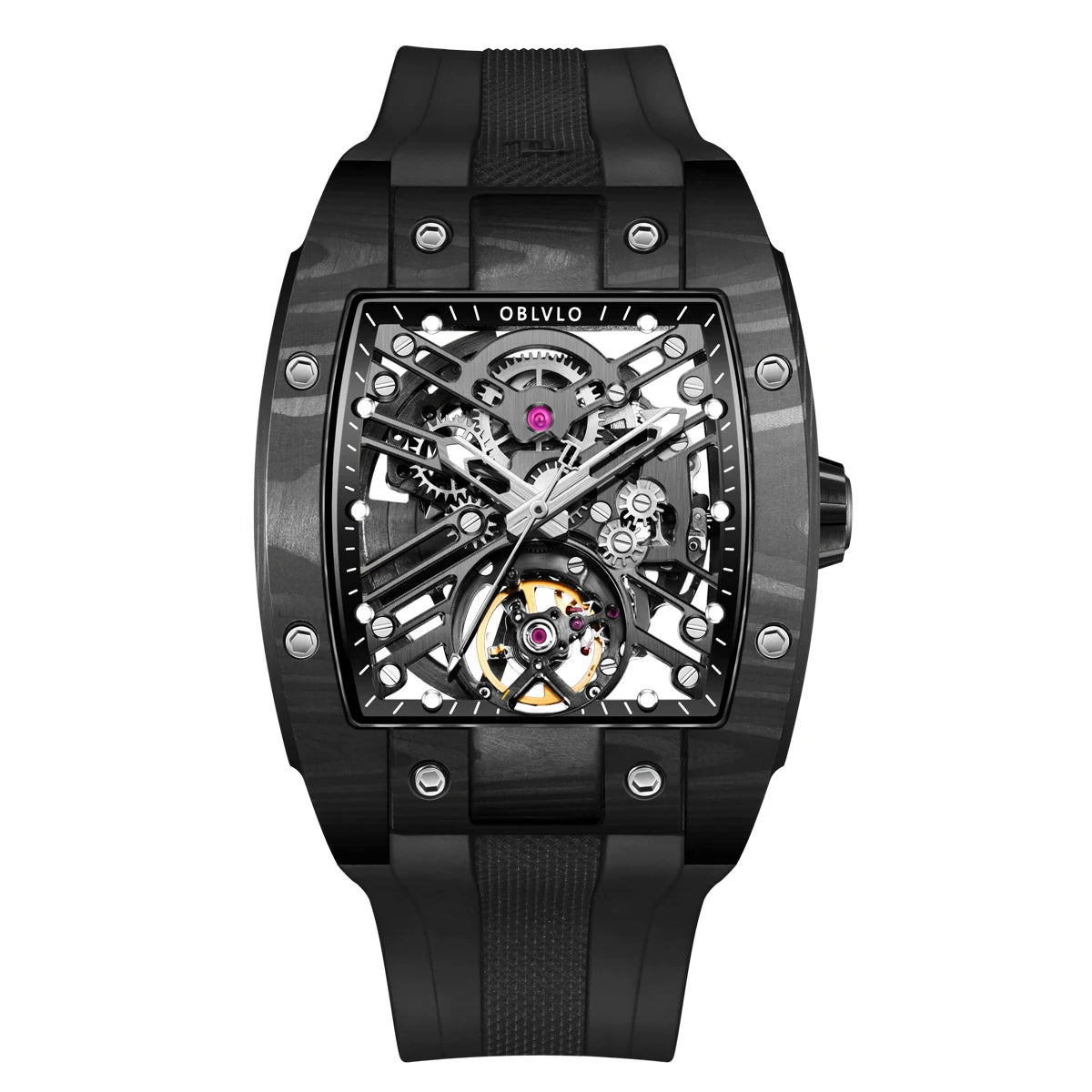 OBLVLO EM-ST Square Skeleton Sport Watch