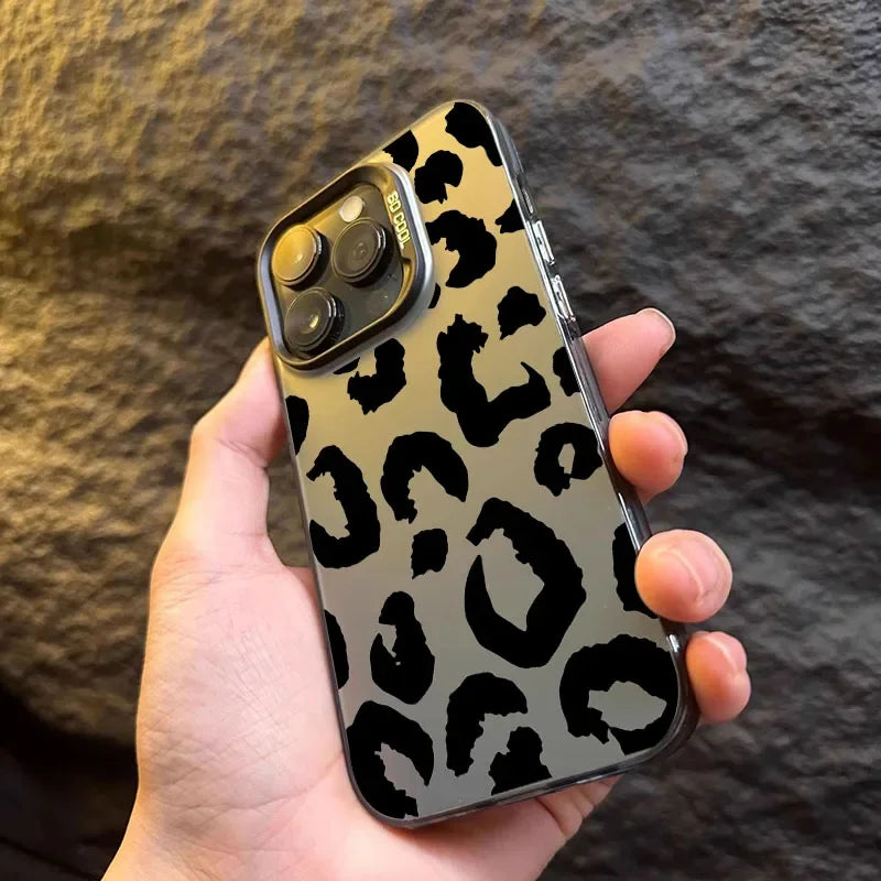 Leopard Print Electroplate iPhone Case - IMD Silver Cover