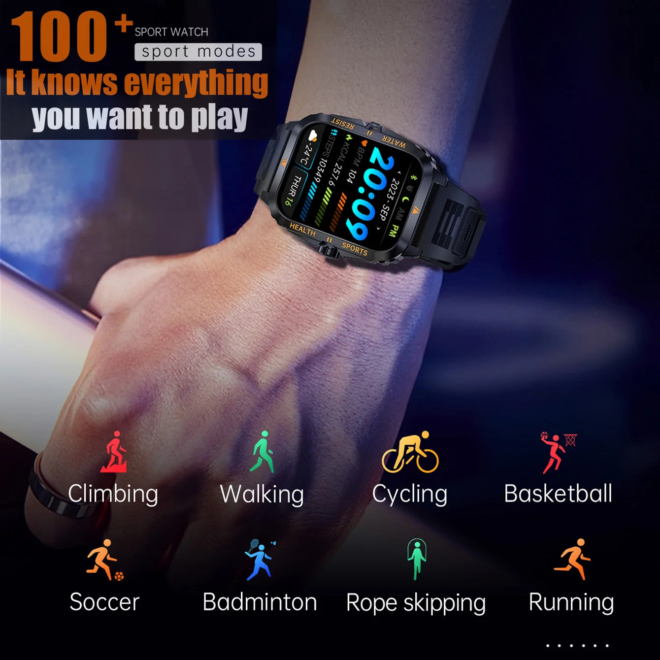 2024 Outdoor Smartwatch with Blood Pressure Measurement