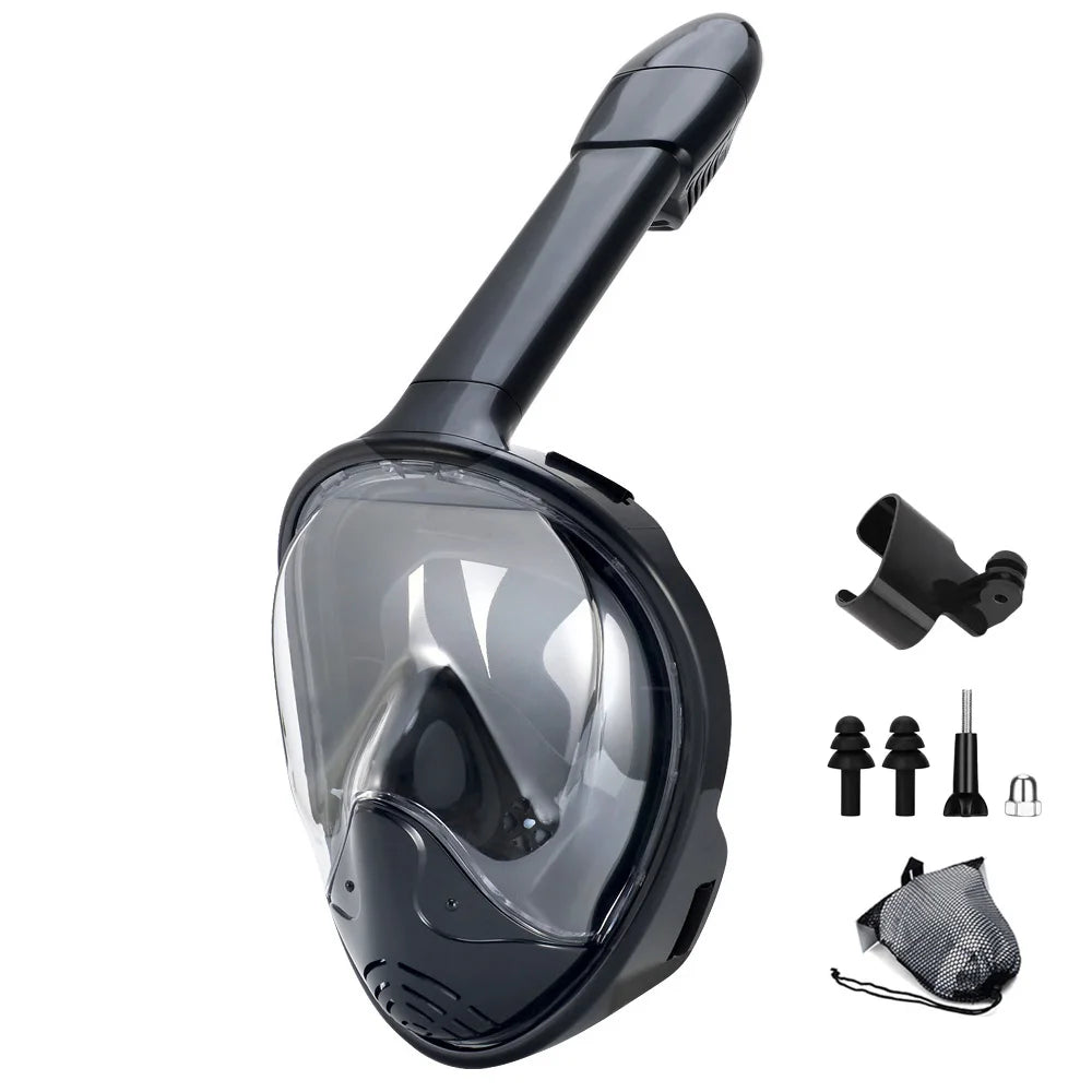 Full face snorkel mask with camera mount.