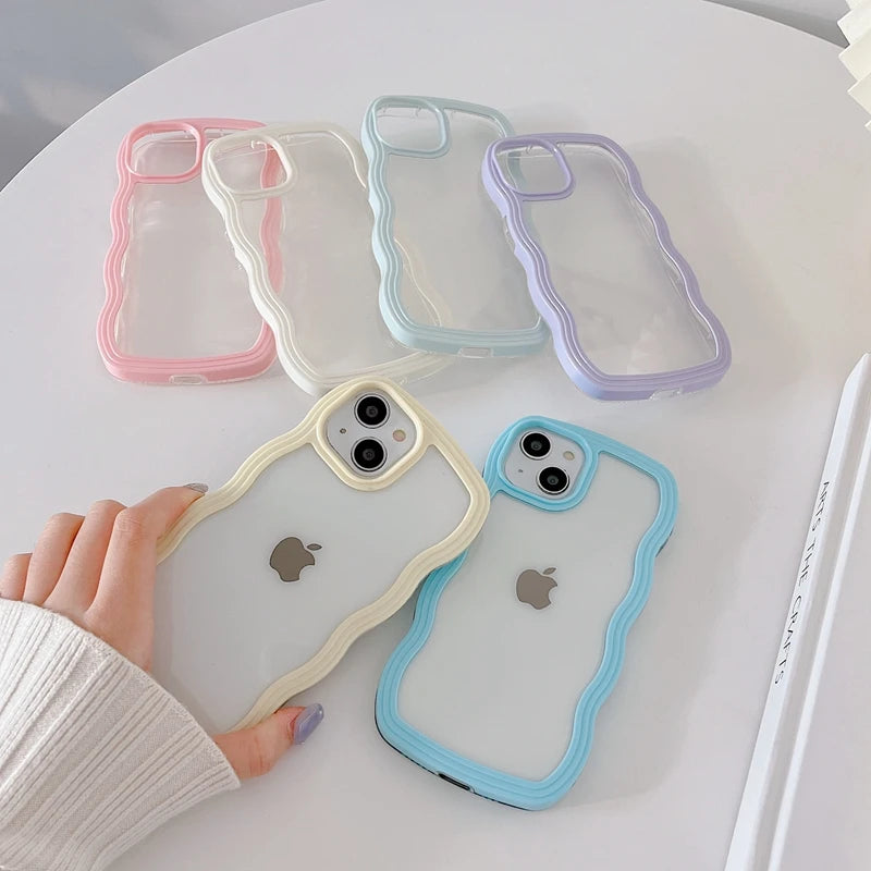 Wavy Lines Transparent Case for iPhone 11-15 Pro Max