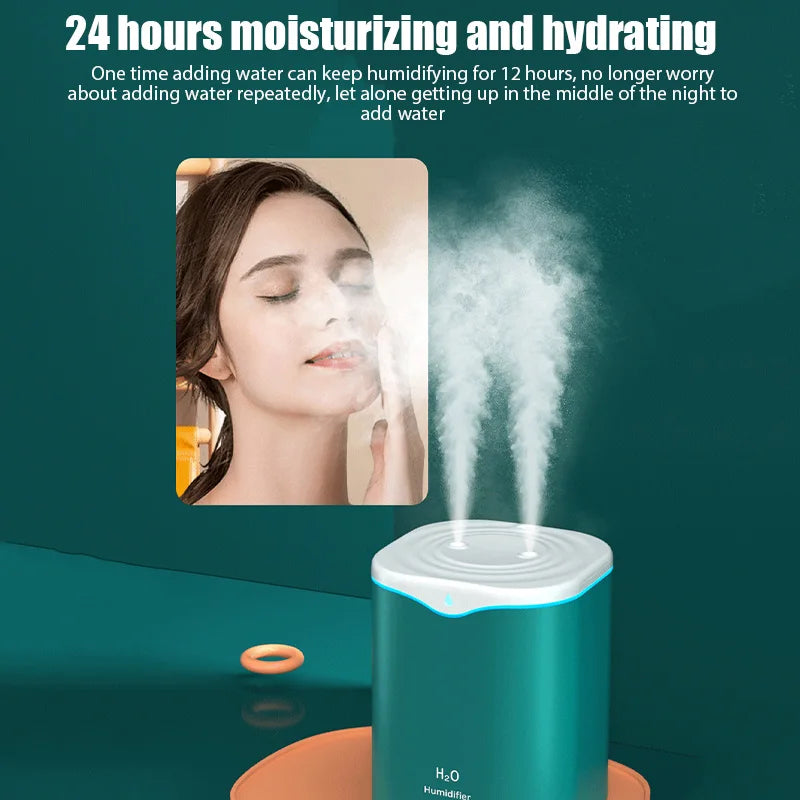 USB Humidifier: Double Spray, Aromatherapy, Purify.