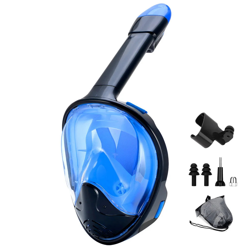 Full face snorkel mask with camera mount.