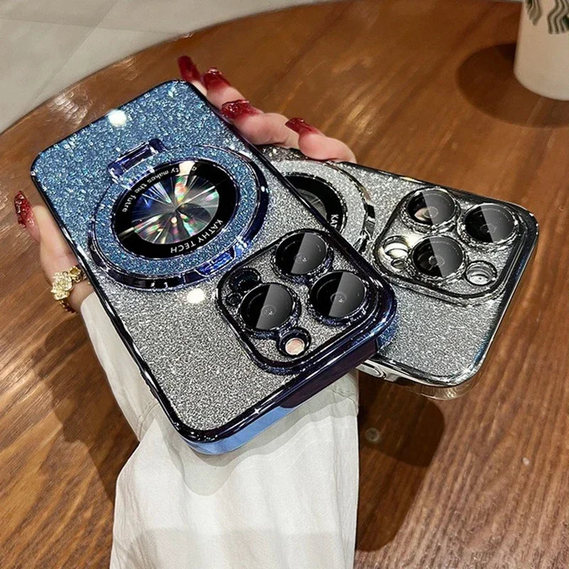 Glitter MagSafe Bracket Case for iPhone 7-16 Pro Max, SE, XS, XR