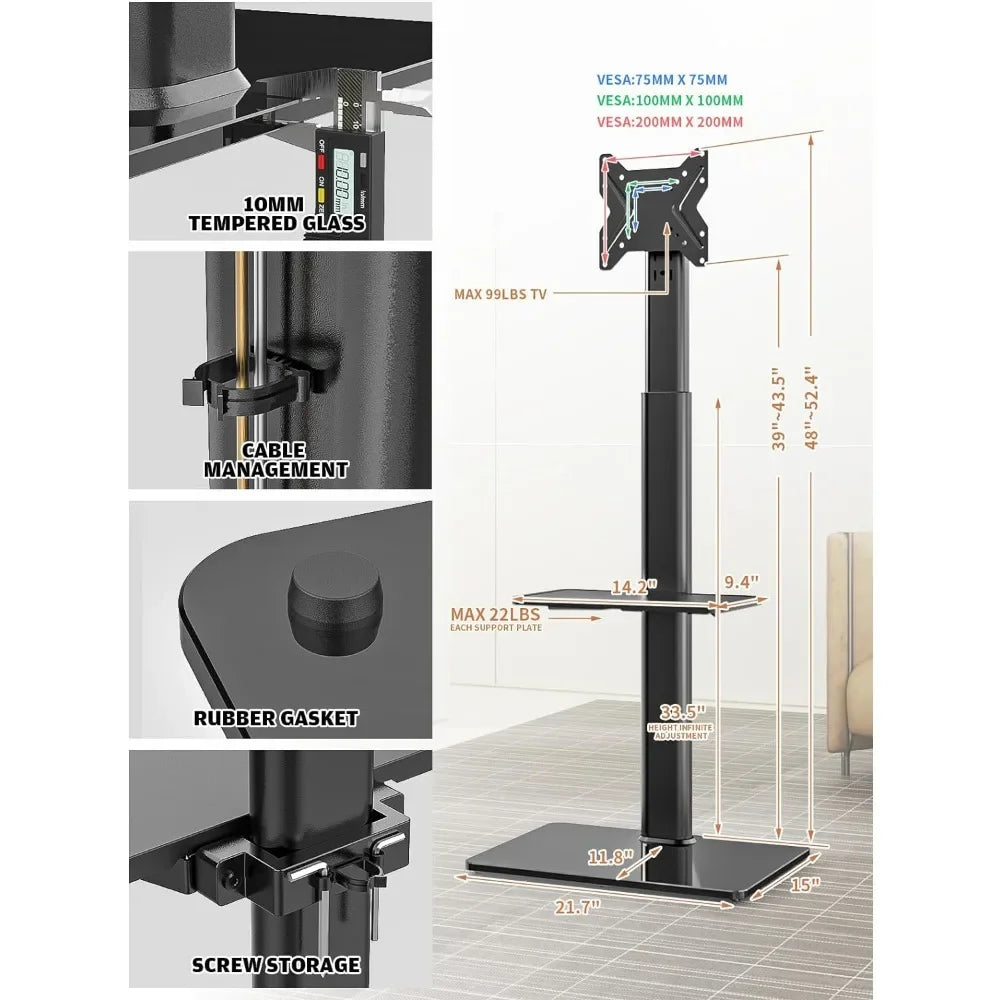 100° Swivel Monitor Stand with Adjustable Height & Tilt