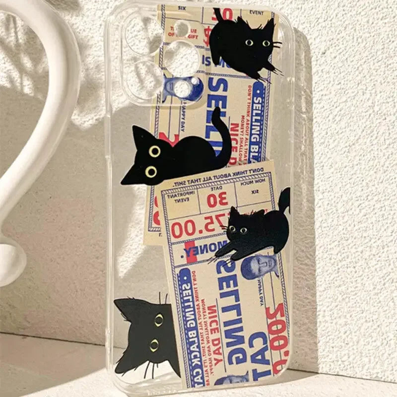 Angry Cat iPhone Case Clear Fundas for 11-15 Pro Max, Mini, SE, XS, XR