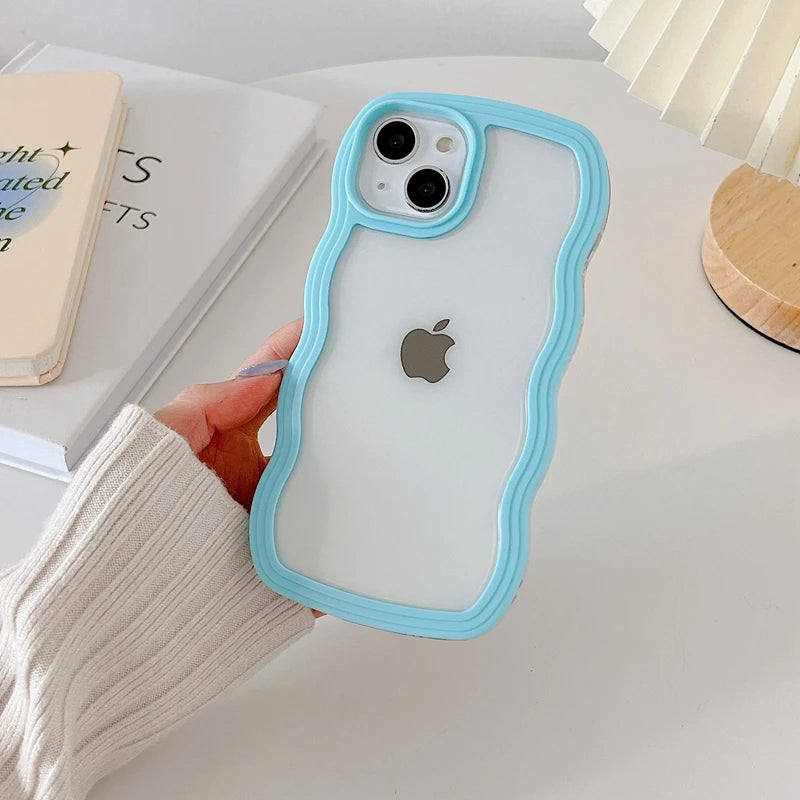 Wavy Lines Transparent Case for iPhone 11-15 Pro Max