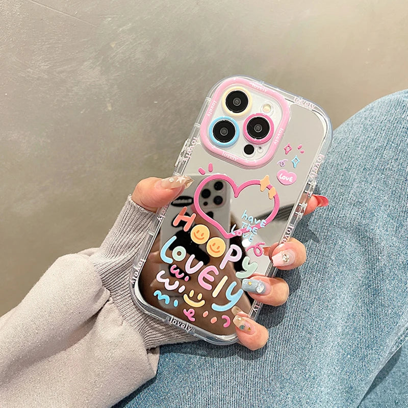 Lovely heart mirror case for iPhones.