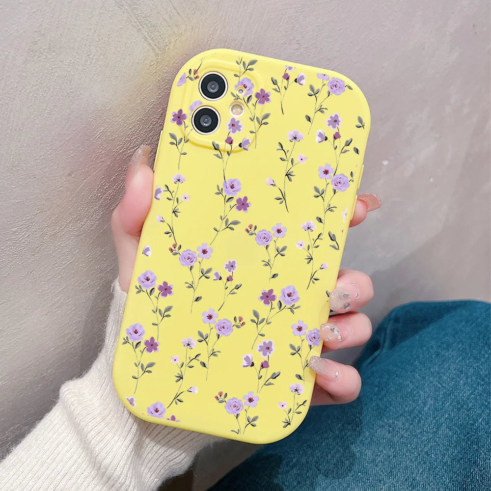 Flower Love Silicone Shockproof Phone Case for iPhone 6S-15 Pro Max Plus