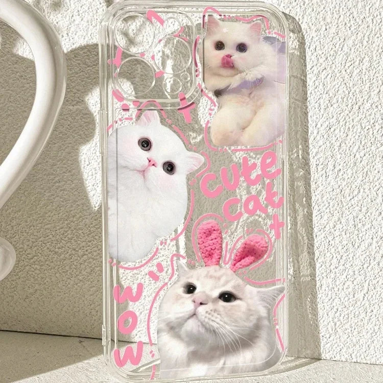 Angry Cat iPhone Case Clear Fundas for 11-15 Pro Max, Mini, SE, XS, XR
