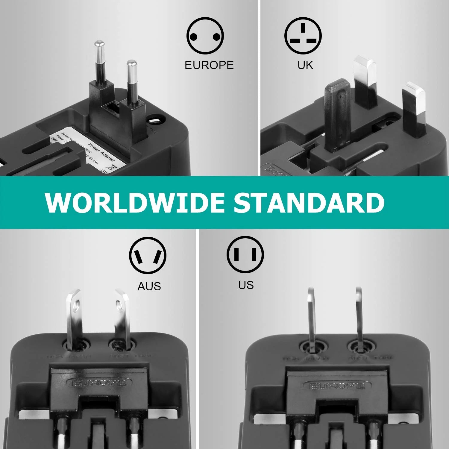 Travel adapter with dual USB port.