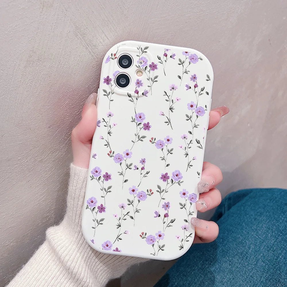 Flower Love Silicone Shockproof Phone Case for iPhone 6S-15 Pro Max Plus