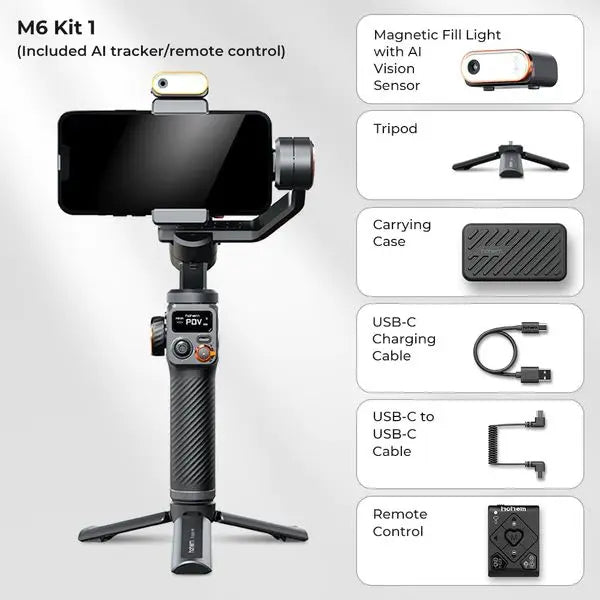 Hohem iSteady M6 Gimbal: Handheld Stabilizer with AI Fill Light